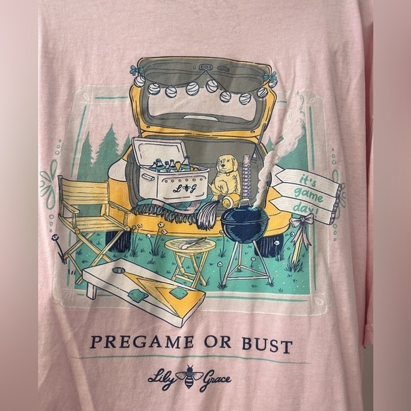 Lily Grace Pregame or Bust Graphic T-Shirt, Pink Tailgate Theme Size XL - Picture 4 of 12